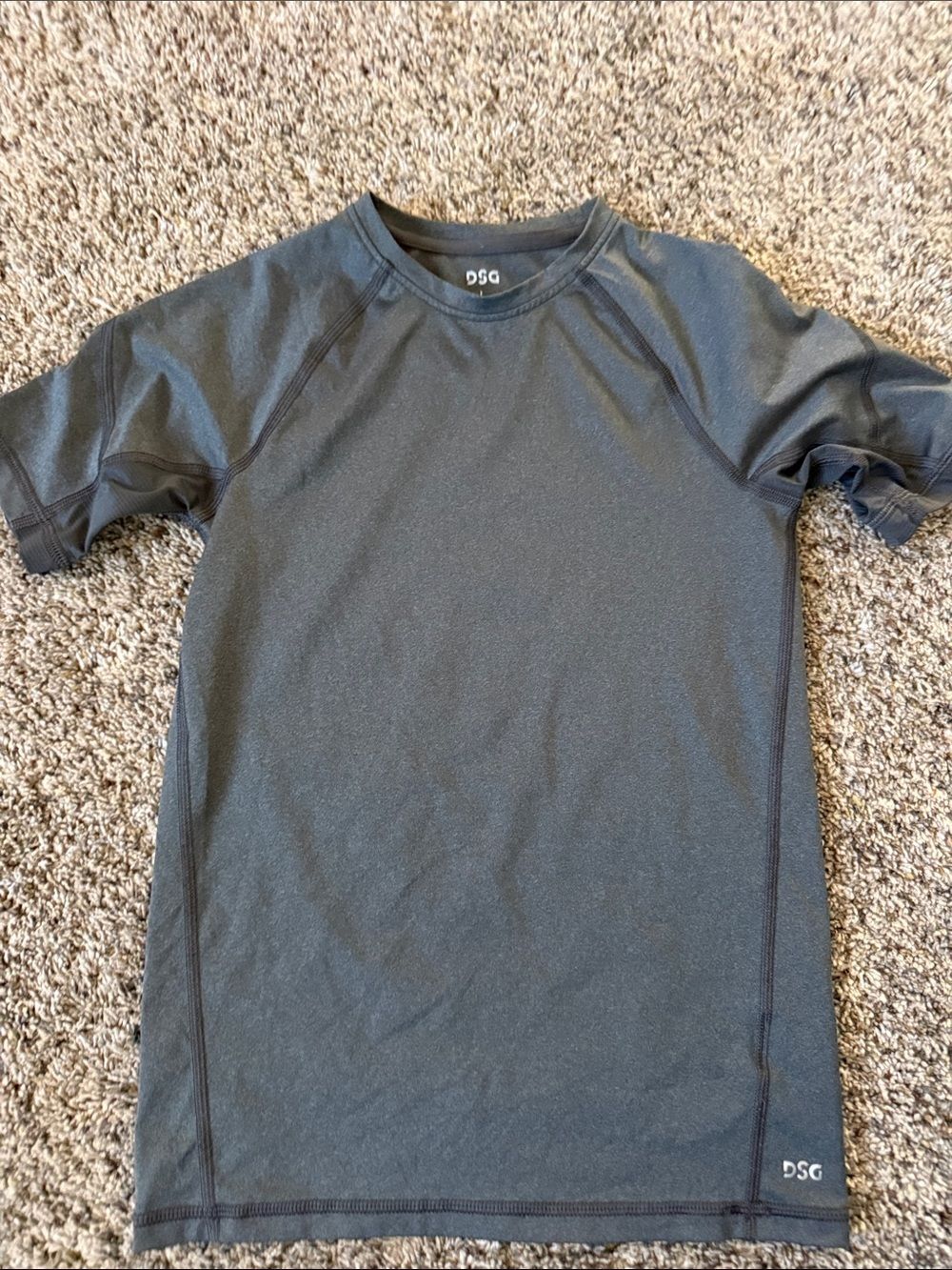 DSG Boys Gray Compression Shirt Short Sleeve Athletic Performance Top Size L 14